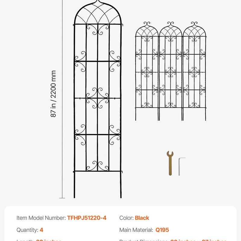 4 габ. метала дарза режги витенаугу атбалстам, 221 × 51 см, pretrūsas