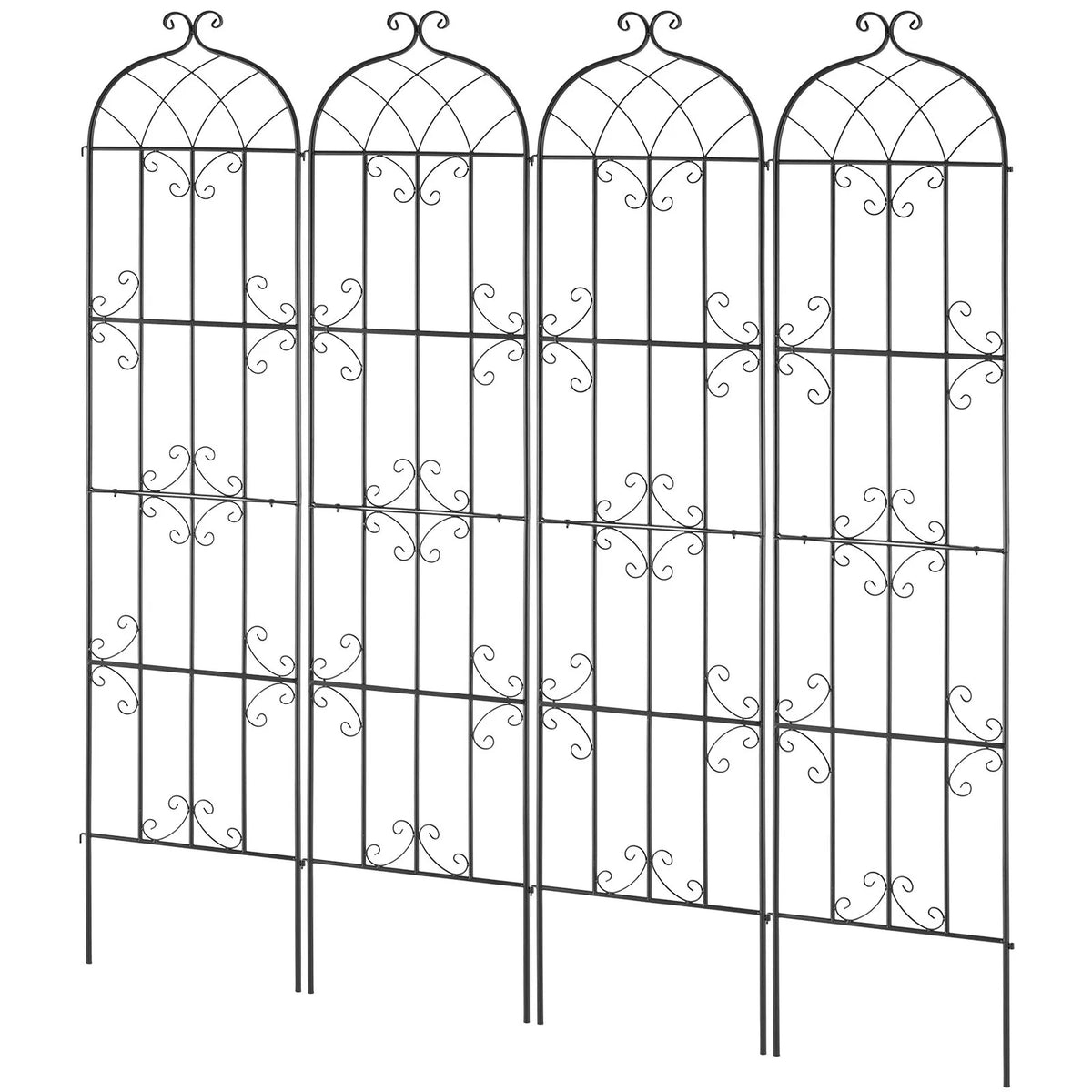 4 gab. metāla dārza režģi vīteņaugu atbalstam, 221 × 51 cm, pretrūsas