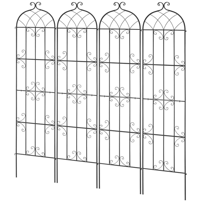 4 gab. metāla dārza režģi vīteņaugu atbalstam, 221 × 51 cm, pretrūsas