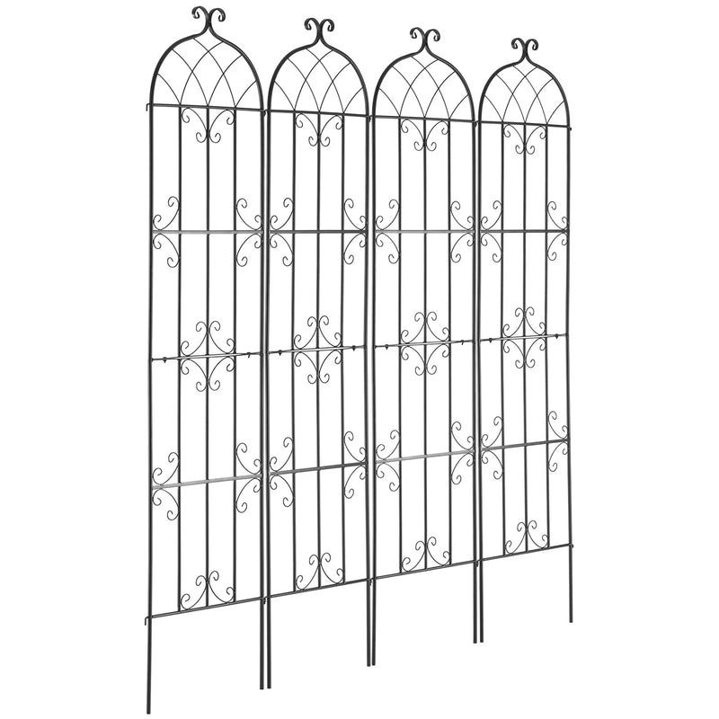 4 gab. metāla dārza režģi vīteņaugu atbalstam, 221 × 51 cm, pretrūsas