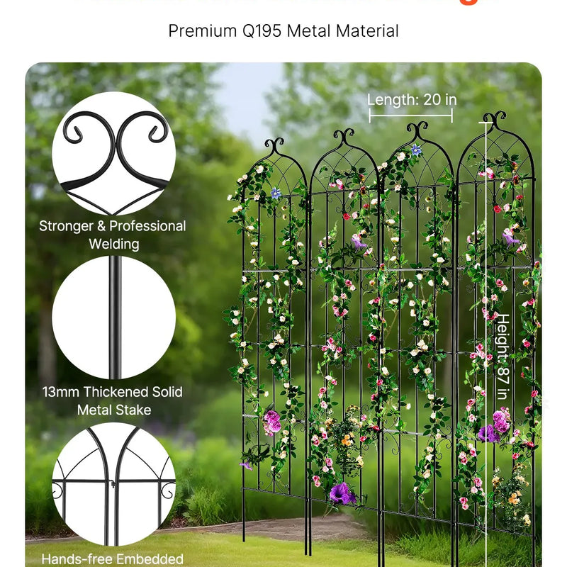 4 габ. метала дарза режги витенаугу атбалстам, 221 × 51 см, pretrūsas