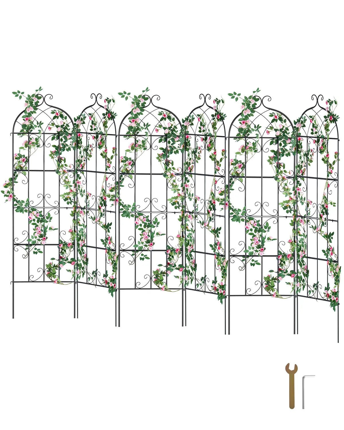 4 gab. metāla dārza režģi vīteņaugu atbalstam, 180 × 51 cm, pretrūsas