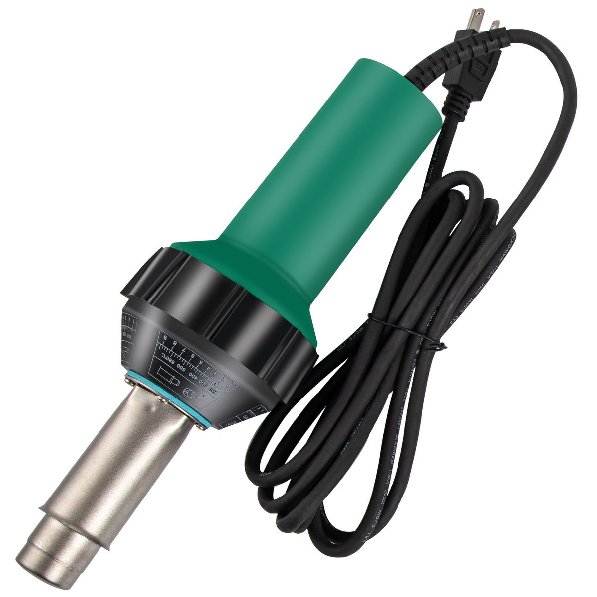 Heat gun 1600 W, 220 V, 8-piece PVC kit, hot air gun with mica heating element, temperature control 40–600 °C