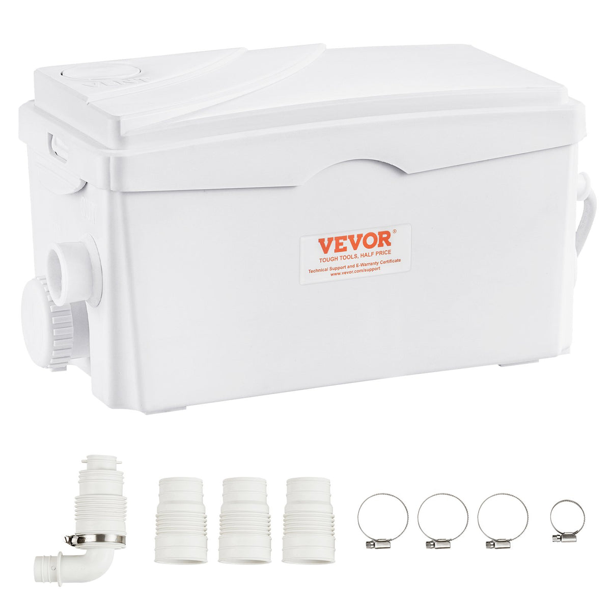 VEVOR Macerator Sewage Pump 350W, 6000 L/h, 7 M Discharge Head, 3 Water Inlets
