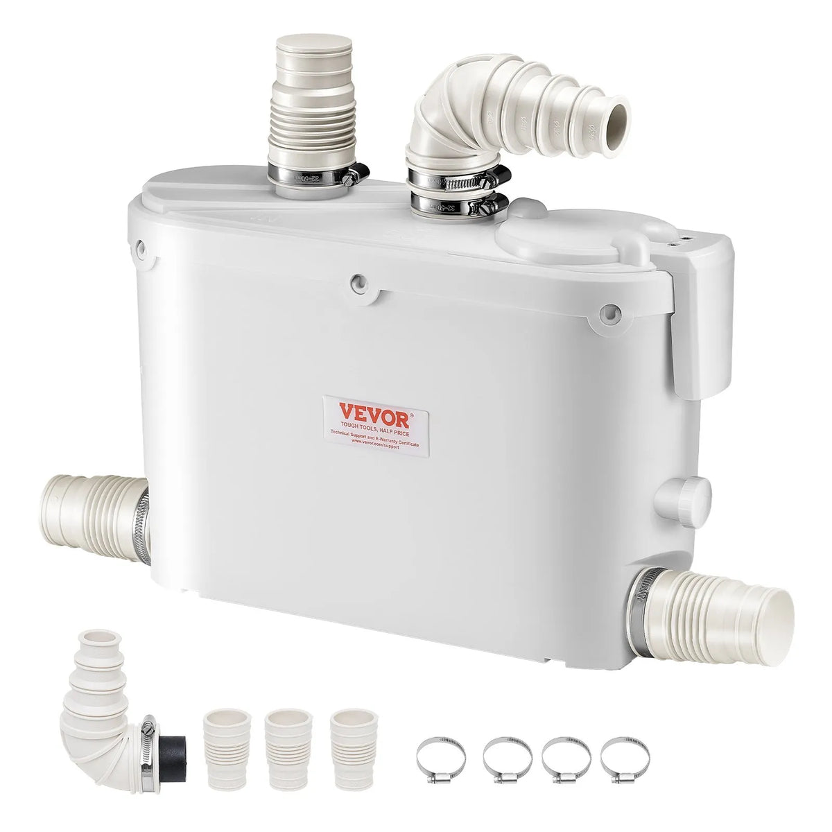 VEVOR sewage grinder pump 500 W, flow up to 110 l/min, lifting height up to 8 m, with 4 water inlets, wastewater lifting unit for kitchen, basement, shower, sink, laundry room and bathroom