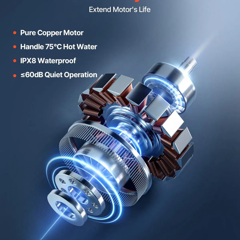 VEVOR kanalizācijas smalcinātājsūknis 500 W, plūsma līdz 110 l/min, pacelšanas augstums līdz 8 m, ar 4 ūdens ieplūdēm, notekūdeņu pacelšanas iekārta virtuvei, pagrabam, dušai, izlietnei, veļas mazgātavai un vannai