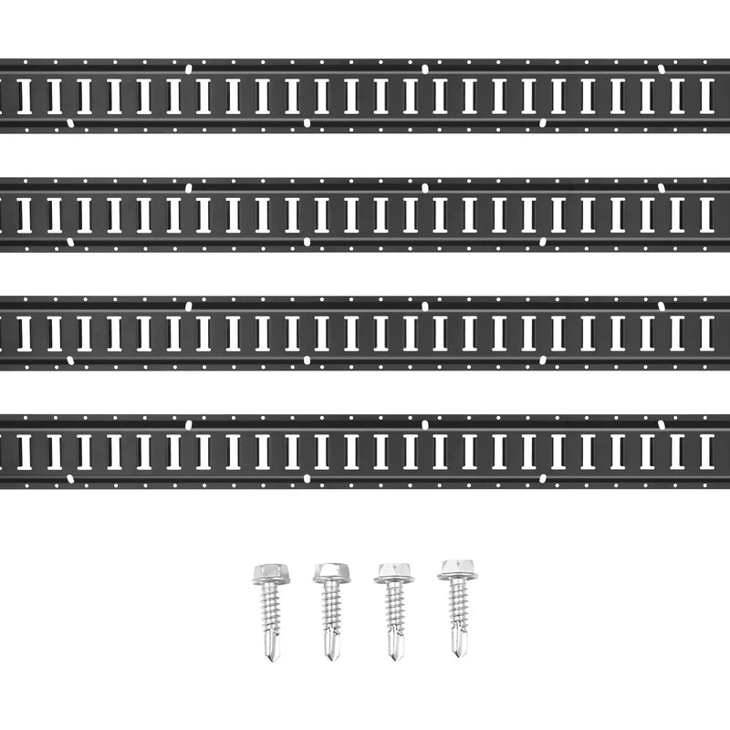 E Track tērauda sliežu komplekts kravas nostiprināšanai, 1,52 m sliedes, 4 gab., celtspēja 907 kg, ar skrūvēm, piemērots garāžām, furgoniem, piekabēm, motocikliem un ATV