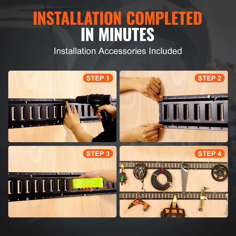 E Track tērauda sliežu komplekts kravas nostiprināšanai, 1,52 m sliedes, 4 gab., celtspēja 907 kg, ar skrūvēm, piemērots garāžām, furgoniem, piekabēm, motocikliem un ATV