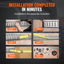 E-Track kravas stiprinājuma sliežu komplekts, 24 gab., 1524 mm tērauda sliedes (8 gab.) ar 8 O-veida enkurstiprinājumiem un 8 D-veida gredzena stiprinājumiem, universāli piederumi kravu, motociklu un velosipēdu nostiprināšanai, kravnesība 907 kg