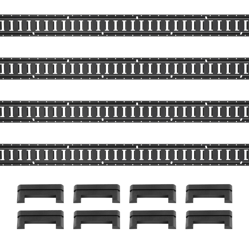 E Track kravas nostiprināšanas sliežu komplekts, 60 cm tērauda sliedes, 4 gab., līdz 907 kg smagu kravu drošai fiksācijai, pastiprinātas Etrack sliedes ar skrūvēm, piemērotas garāžām, furgoniem, piekabēm, motociklu un ATV stiprināšanai