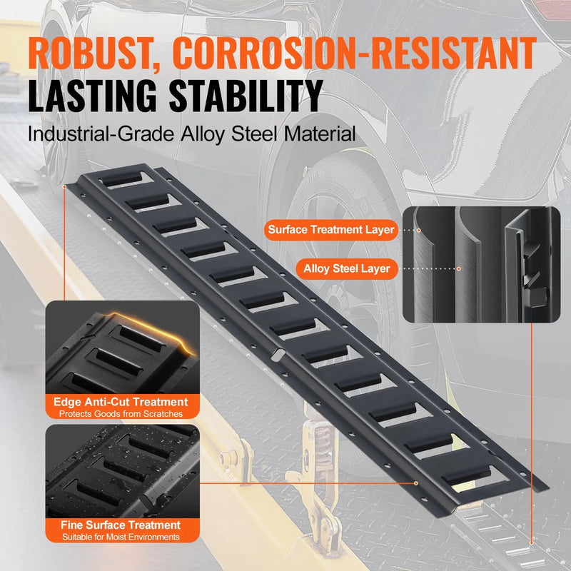 E Track kravas nostiprināšanas sliežu komplekts, 60 cm tērauda sliedes, 4 gab., līdz 907 kg smagu kravu drošai fiksācijai, pastiprinātas Etrack sliedes ar skrūvēm, piemērotas garāžām, furgoniem, piekabēm, motociklu un ATV stiprināšanai