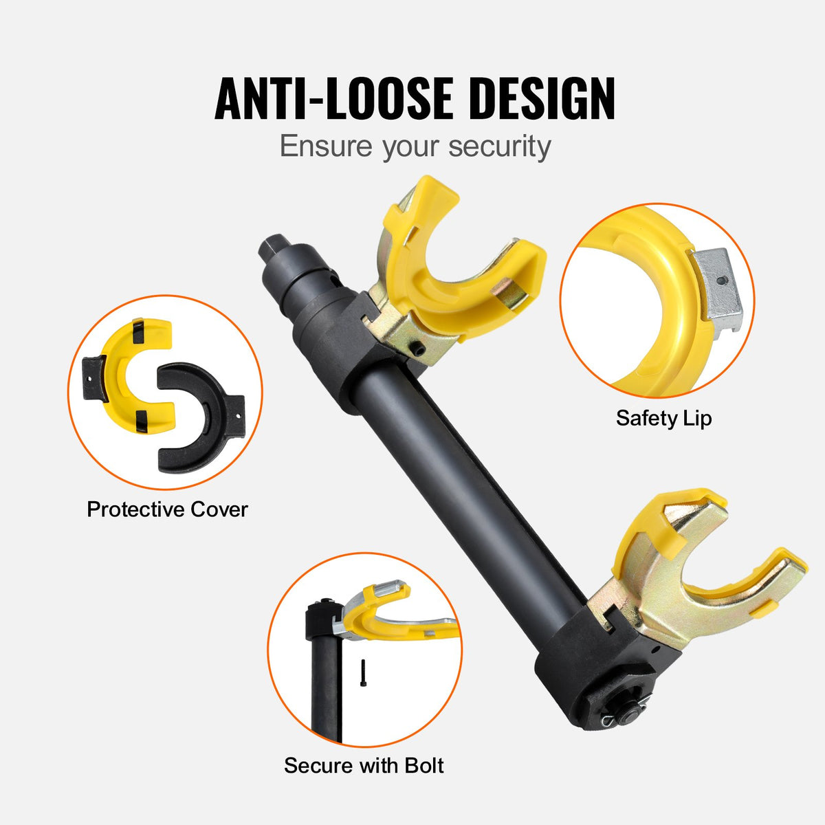 VEVOR Coil Spring Compressor Kit, MacPherson Type, with Interchangeable Fork Ends for Spring Removal and Installation, Equipped with Yellow Safety Cover and Carrying Case
