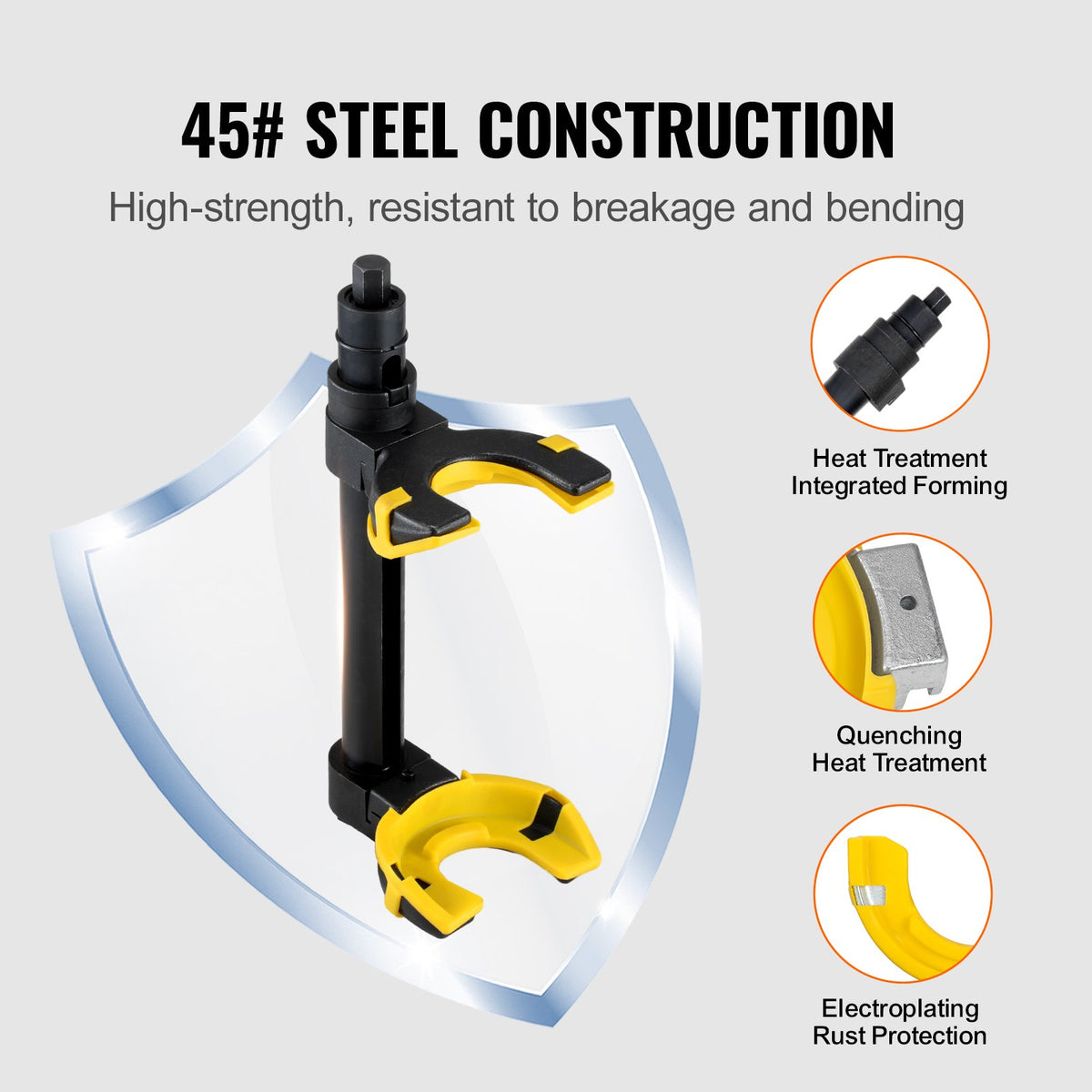 VEVOR Coil Spring Compressor Kit, MacPherson Type, with Interchangeable Fork Ends for Spring Removal and Installation, Equipped with Yellow Safety Cover and Carrying Case
