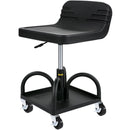 VEVOR ripojošais garāžas krēsls, 136 kg slodze, regulējams augstums 40-52 cm, mehāniķa sēdeklis ar 360° rotējošiem riteņiem un instrumentu paliktni, melns