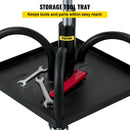 VEVOR ripojošais garāžas krēsls, 136 kg slodze, regulējams augstums 40-52 cm, mehāniķa sēdeklis ar 360° rotējošiem riteņiem un instrumentu paliktni, melns