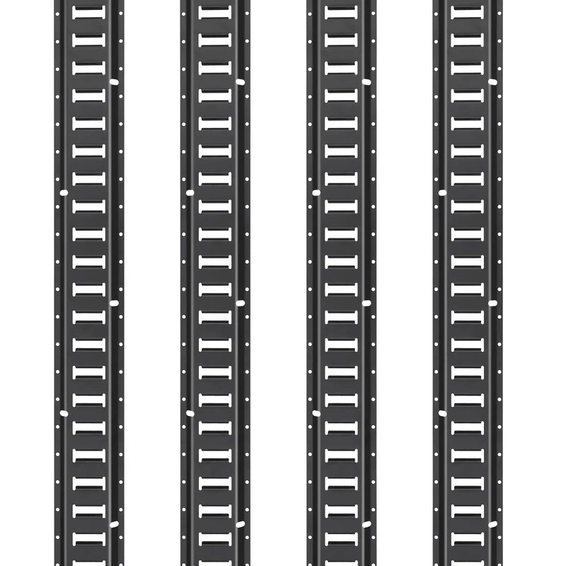 E sliedes stiprināšanas komplekts, 30 gab., 152,4 cm, ietver 4 tērauda sliedes, 2 vienvietīgās ligzdas, 8 O-veida gredzenus, 8 stiprinājumus ar D-veida gredzenu un 8 gala vāciņus, paredzēts kravas, motociklu un velosipēdu nostiprināšanai