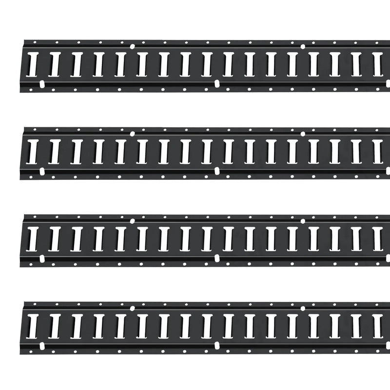 E sliedes stiprināšanas komplekts, 30 gab., 152,4 cm, ietver 4 tērauda sliedes, 2 vienvietīgās ligzdas, 8 O-veida gredzenus, 8 stiprinājumus ar D-veida gredzenu un 8 gala vāciņus, paredzēts kravas, motociklu un velosipēdu nostiprināšanai