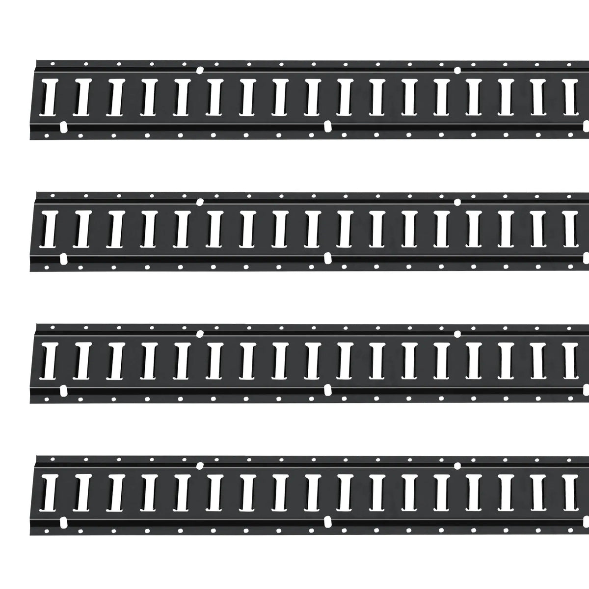 E Track Fastening Kit, 30 pcs, 152.4 cm, includes 4 steel rails, 2 single nests, 8 O-rings, 8 D-ring fasteners and 8 end caps, for cargo, motorcycle and bicycle securing