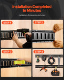 E sliedes stiprināšanas komplekts, 30 gab., 152,4 cm, ietver 4 tērauda sliedes, 2 vienvietīgās ligzdas, 8 O-veida gredzenus, 8 stiprinājumus ar D-veida gredzenu un 8 gala vāciņus, paredzēts kravas, motociklu un velosipēdu nostiprināšanai