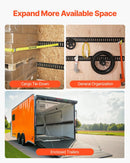 E sliedes stiprināšanas komplekts, 30 gab., 152,4 cm, ietver 4 tērauda sliedes, 2 vienvietīgās ligzdas, 8 O-veida gredzenus, 8 stiprinājumus ar D-veida gredzenu un 8 gala vāciņus, paredzēts kravas, motociklu un velosipēdu nostiprināšanai