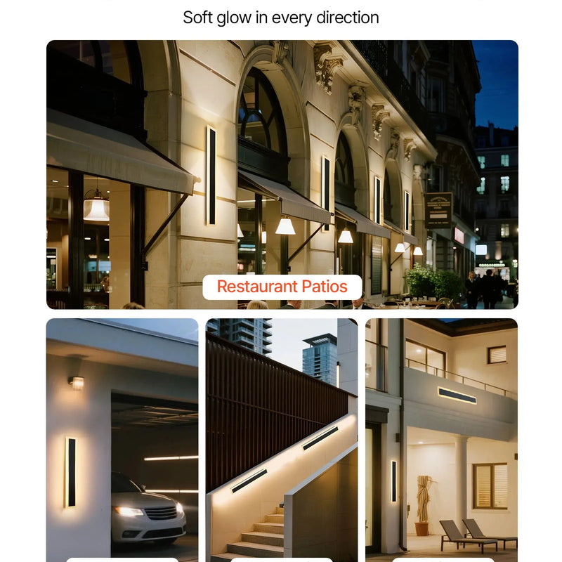 VEVOR āra sienas gaismeklis, 600 mm, garš moderns āra sienas lampas gaismeklis, 3000 K silti balta gaisma, IP65 ūdensizturīgs, nerūsējošs sienas apgaismojums terasei, mājai, lievenim un garāžai