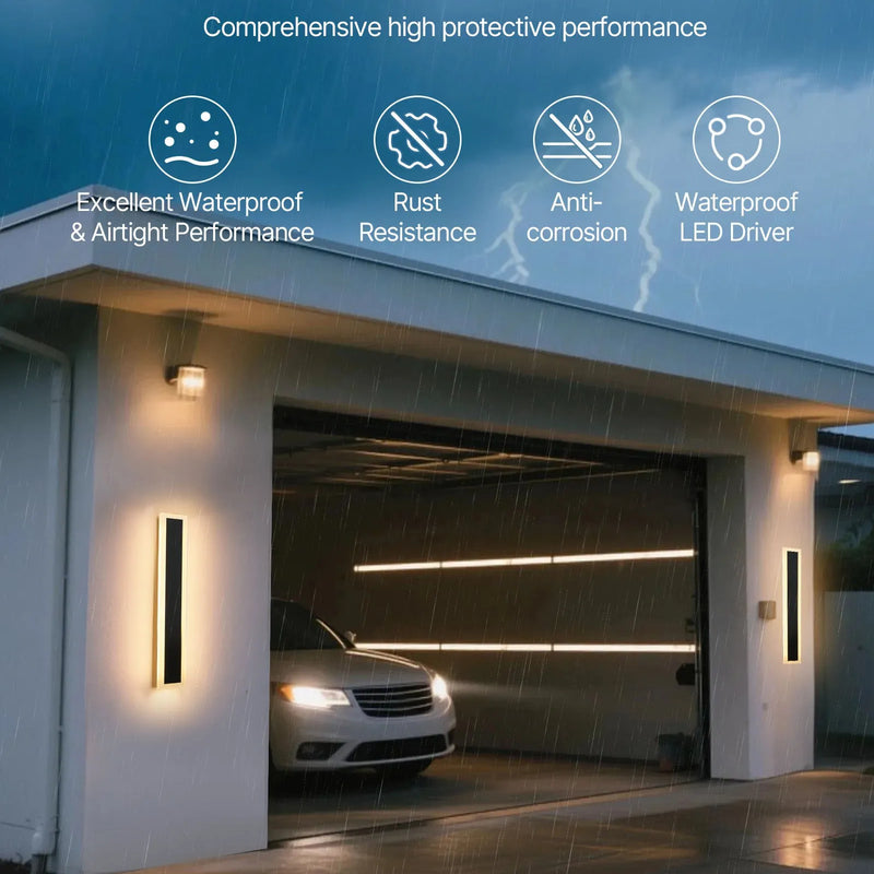 VEVOR āra sienas gaismeklis, 600 mm, garš moderns āra sienas lampas gaismeklis, 3000 K silti balta gaisma, IP65 ūdensizturīgs, nerūsējošs sienas apgaismojums terasei, mājai, lievenim un garāžai