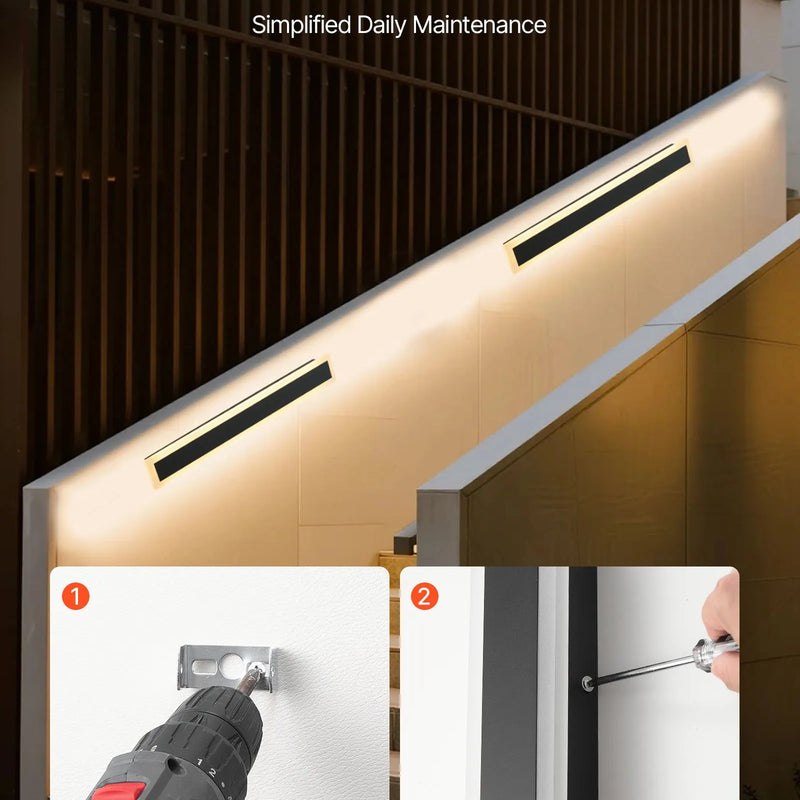 VEVOR āra sienas gaismeklis, 600 mm, garš moderns āra sienas lampas gaismeklis, 3000 K silti balta gaisma, IP65 ūdensizturīgs, nerūsējošs sienas apgaismojums terasei, mājai, lievenim un garāžai