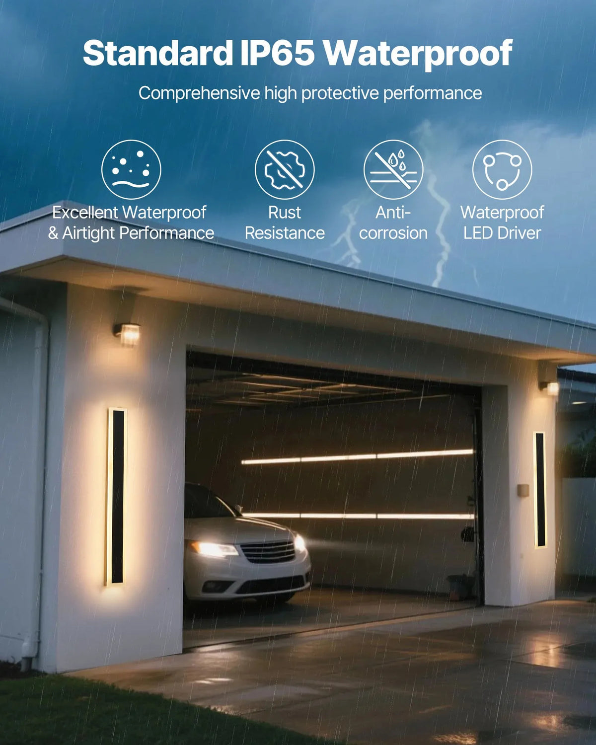 VEVOR Outdoor Wall Lights, 2 Pack, 800 mm Modern Outdoor Wall Light Panels, 3000 K Warm White Light, IP65 Waterproof and Stainless Steel Wall Lights for Home, Porch and Garage