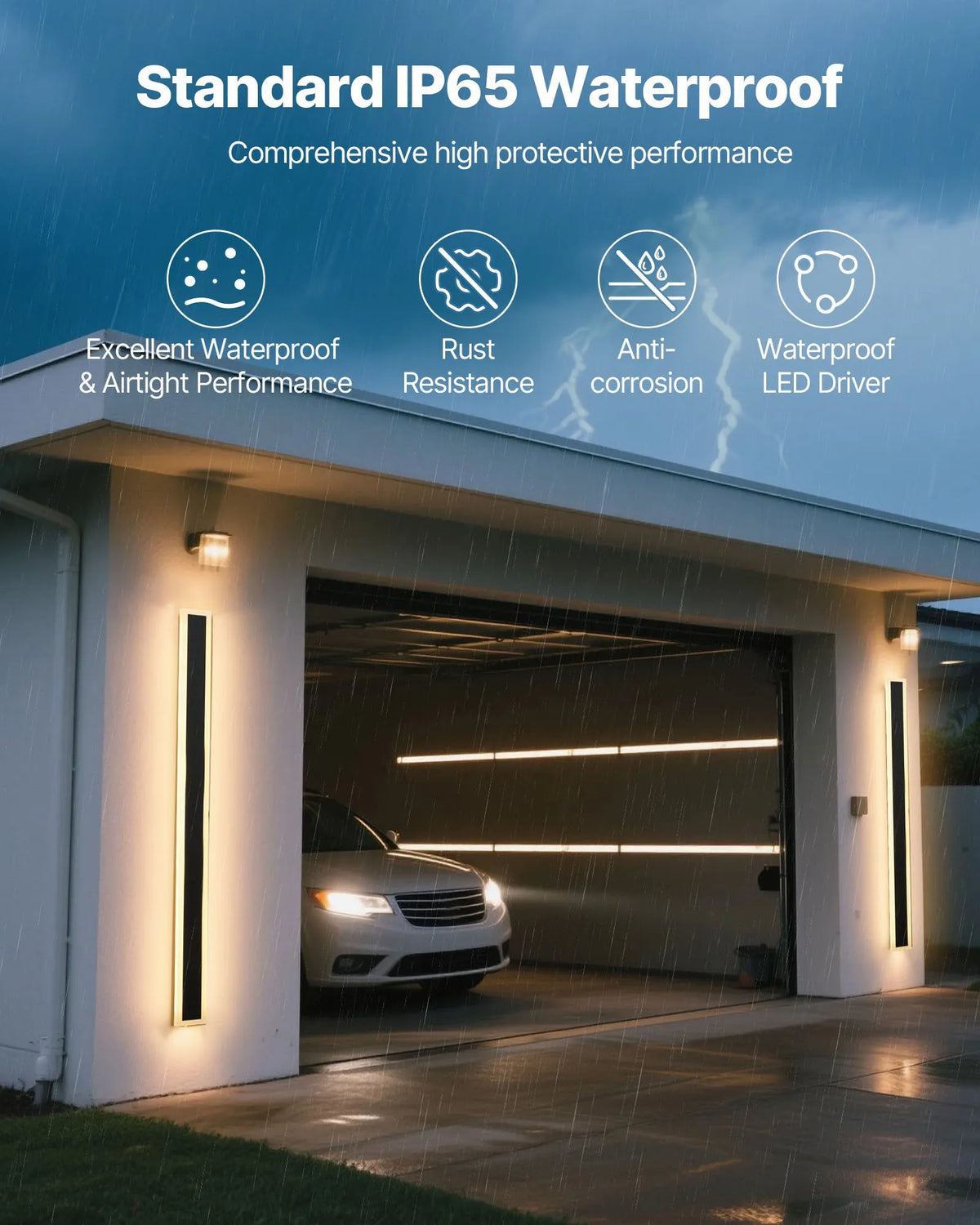 VEVOR Outdoor Wall Lights, 2 Pack, 1200 mm Modern Exterior Wall Light Line, 3000 K Warm White Light, IP65 Waterproof, Rust-Resistant, Outdoor Wall Lighting for Home, Patios and Garages