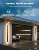 VEVOR āra sienas gaismekļi, 2 gab., 1200 mm gara moderna ārējā sienas gaismas līnija, 3000 K silti balta gaisma, IP65 ūdensizturīgi, pret rūsu aizsargāti, āra sienas apgaismojums mājai, lieveņiem un garāžām