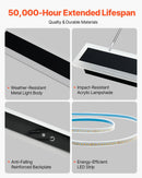 VEVOR āra sienas gaismekļi, 2 gab., 1200 mm gara moderna ārējā sienas gaismas līnija, 3000 K silti balta gaisma, IP65 ūdensizturīgi, pret rūsu aizsargāti, āra sienas apgaismojums mājai, lieveņiem un garāžām