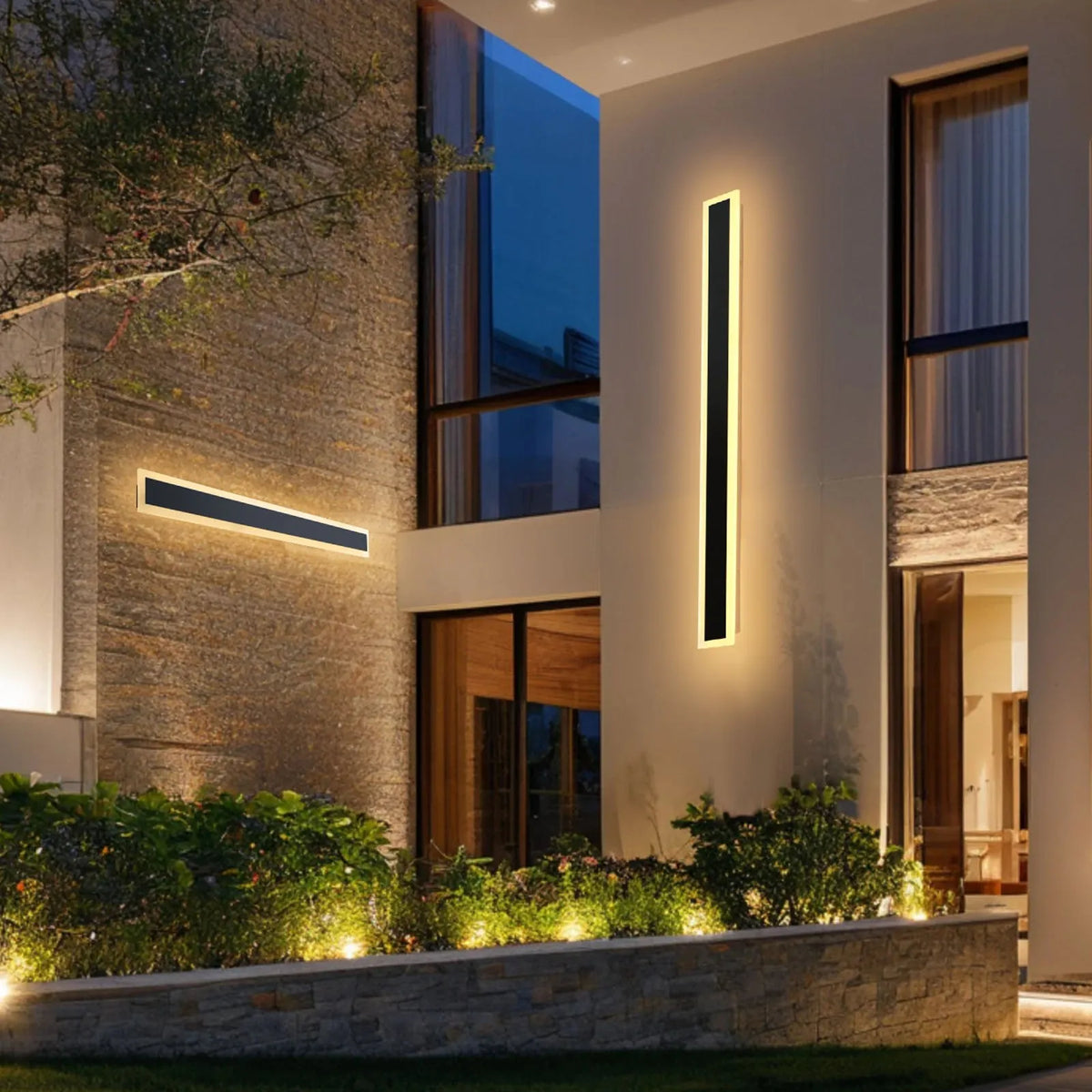 VEVOR Outdoor Wall Lights, 2 Pack, 1000 mm Modern Exterior Wall Light Line, 3000 K Warm White Light, IP65 Waterproof, Rust-Resistant, Outdoor Wall Lighting for Home, Patios and Garages