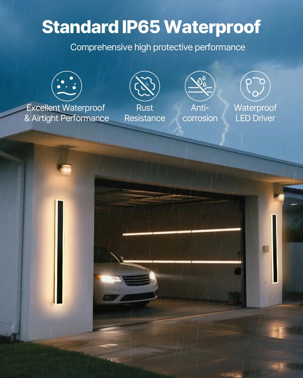 VEVOR Outdoor Wall Lights, 2 Pack, 1000 mm Modern Exterior Wall Light Line, 3000 K Warm White Light, IP65 Waterproof, Rust-Resistant, Outdoor Wall Lighting for Home, Patios and Garages