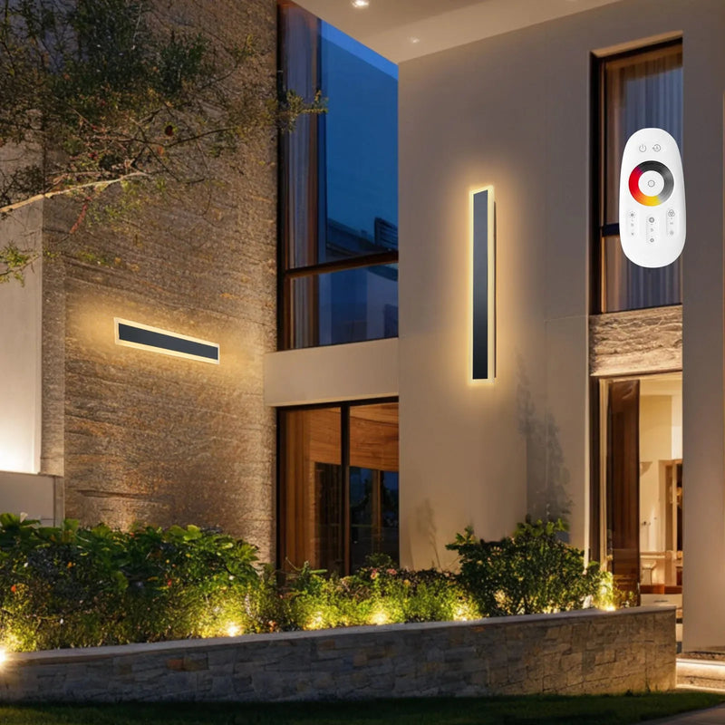 VEVOR āra sienas gaismekļi, 2 gab., 600 mm gara moderna ārējā sienas gaismas līnija, 2700–6000 K, IP65 ūdensizturīgi, pret rūsu aizsargāti, ar regulējamu spilgtumu, āra sienas apgaismojums mājas lieveņiem un garāžām