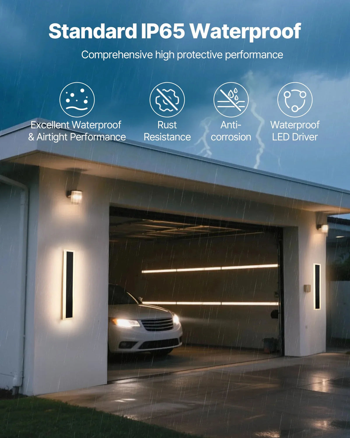 VEVOR Outdoor Wall Lights, 2 Pack, 600 mm Modern Exterior Wall Light Bar, 2700–6000 K, IP65 Waterproof, Rust-Resistant, Dimmable, Outdoor Wall Lighting for Patios and Garages