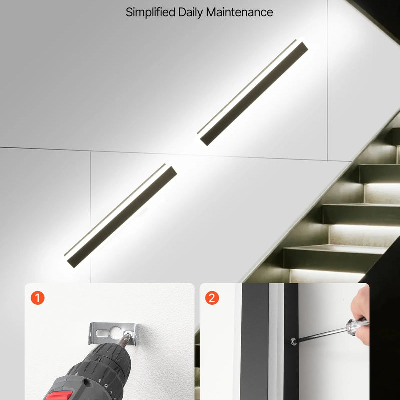 VEVOR āra sienas gaismekļi, 2 gab., 600 mm gara moderna ārējā sienas gaismas līnija, 2700–6000 K, IP65 ūdensizturīgi, pret rūsu aizsargāti, ar regulējamu spilgtumu, āra sienas apgaismojums mājas lieveņiem un garāžām