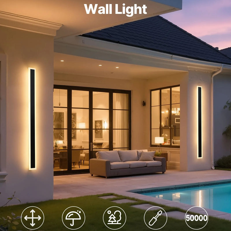 VEVOR āra sienas gaismekļi, 2 gab., 1000 mm gara moderna ārējā sienas gaismas līnija, 2700–6000 K, IP65 ūdensizturīgi, pret rūsu aizsargāti, ar regulējamu spilgtumu, āra sienas apgaismojums mājai, lieveņiem un garāžām