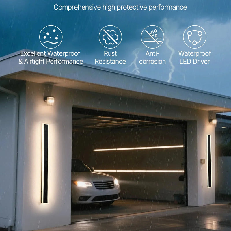 VEVOR āra sienas gaismekļi, 2 gab., 1000 mm gara moderna ārējā sienas gaismas līnija, 2700–6000 K, IP65 ūdensizturīgi, pret rūsu aizsargāti, ar regulējamu spilgtumu, āra sienas apgaismojums mājai, lieveņiem un garāžām