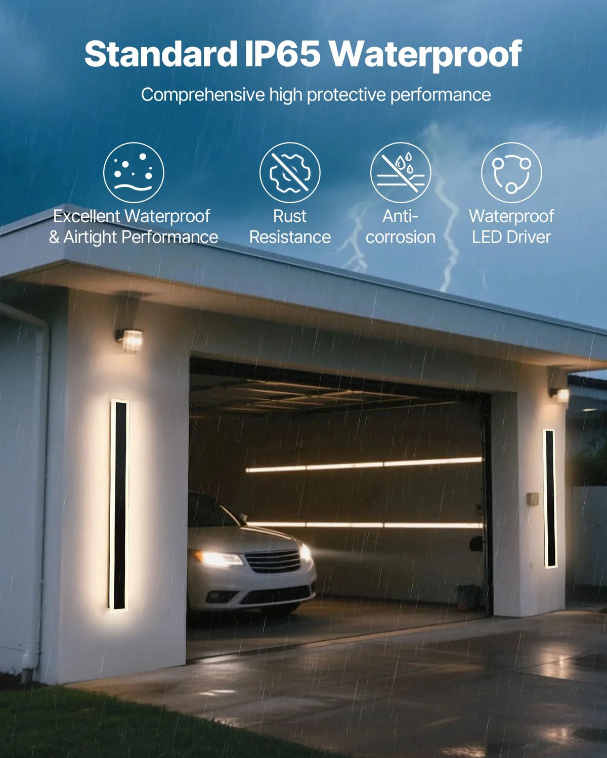 VEVOR Outdoor Wall Lights, 2 Pack, 1000 mm Modern Exterior Wall Light Line, 2700–6000 K, IP65 Waterproof, Rust-Resistant, Dimmable, Outdoor Wall Lighting for Home, Patios and Garages