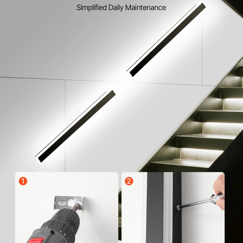 VEVOR āra sienas gaismekļi, 2 gab., 1000 mm gara moderna ārējā sienas gaismas līnija, 2700–6000 K, IP65 ūdensizturīgi, pret rūsu aizsargāti, ar regulējamu spilgtumu, āra sienas apgaismojums mājai, lieveņiem un garāžām