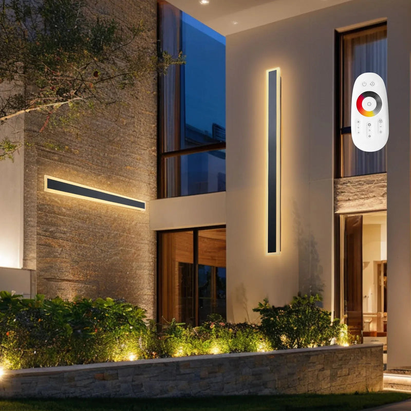 VEVOR āra sienas gaismekļi, 2 gab., 1200 mm gara moderna ārējā sienas lampu līnija, 2700–6000 K, IP65 ūdensizturība, pret rūsu aizsargāti, ar regulējamu spilgtumu, āra sienas apgaismojums mājas lieveņiem un garāžām