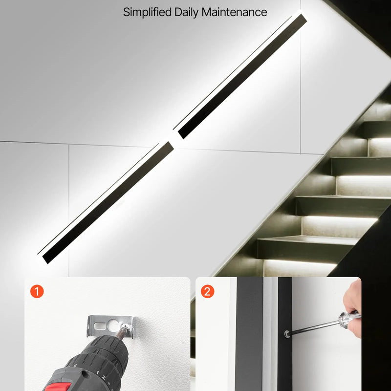 VEVOR āra sienas gaismekļi, 2 gab., 1200 mm gara moderna ārējā sienas lampu līnija, 2700–6000 K, IP65 ūdensizturība, pret rūsu aizsargāti, ar regulējamu spilgtumu, āra sienas apgaismojums mājas lieveņiem un garāžām