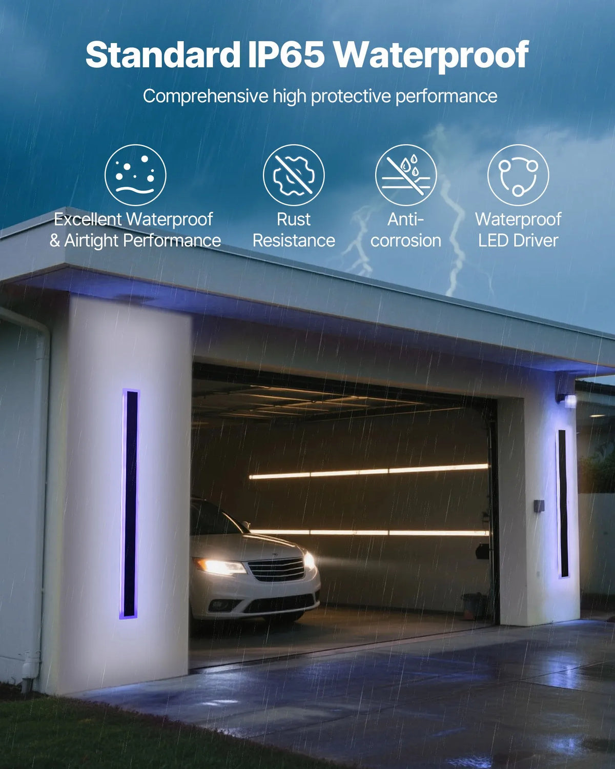 VEVOR Outdoor Wall Lights, 2 Pack, 1000 mm Modern Exterior Wall RGB Light Strip, 2700–6000 K, IP65 Waterproof, Rust-Resistant, Dimmable, Outdoor Wall Lighting for Home, Patios and Garages