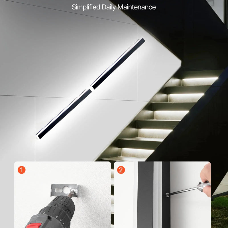 VEVOR āra sienas gaismekļi, 2 gab., 1000 mm gara moderna ārējā sienas RGB gaismas līnija, 2700–6000 K, IP65 ūdensizturīgi, pret rūsu aizsargāti, ar regulējamu spilgtumu, āra sienas apgaismojums mājai, lieveņiem un garāžām