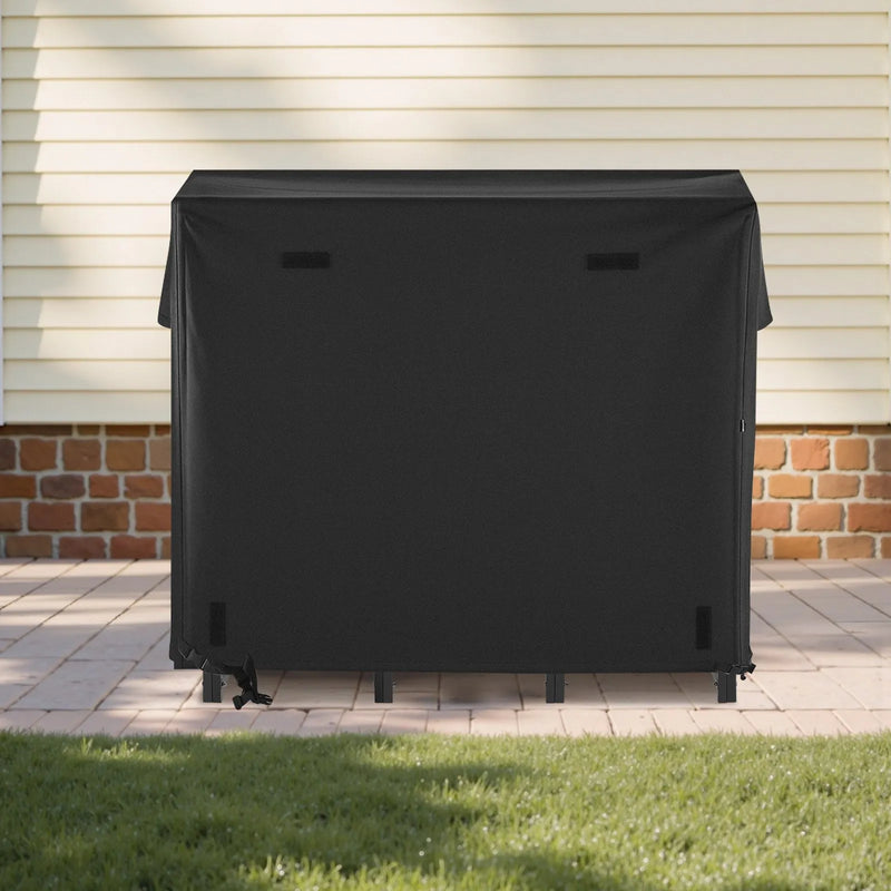 VEVOR malkas statīvs ar ūdensizturīgu pilno pārsegu, 1,22 m āra malkas turētājs, 1/4 korda metāla malkas glabātava, kravnesība līdz 181 kg, pulverkrāsots statīvs kamīnam un terasei