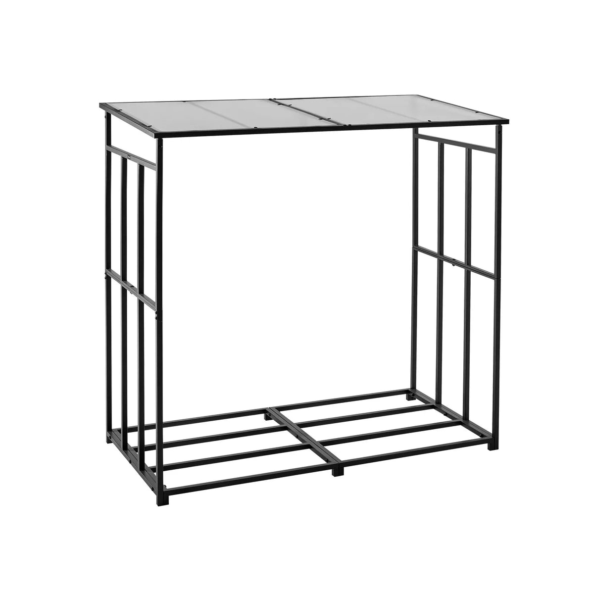 VEVOR Firewood Rack with Sloped Roof, 143 cm Outdoor Firewood Storage Shed, 1/4 Cord Wood Storage Canopy, 299 kg Weight Capacity, Powder-Coated Metal Stand for Fireplace, Terrace, Patio and Garden