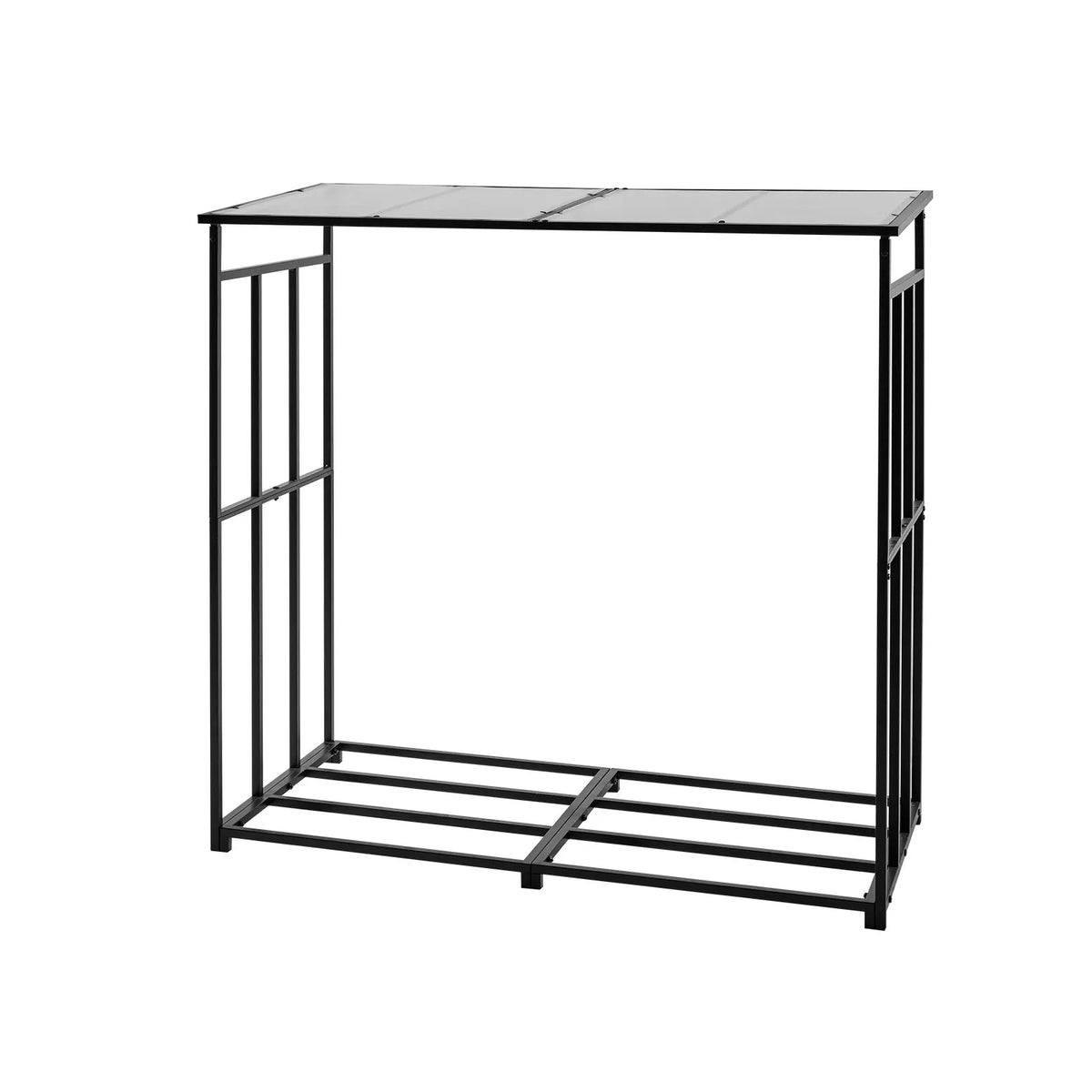 VEVOR Firewood Rack with Sloped Roof, 143 cm Outdoor Firewood Storage Shed, 1/4 Cord Wood Storage Canopy, 299 kg Weight Capacity, Powder-Coated Metal Stand for Fireplace, Terrace, Patio and Garden