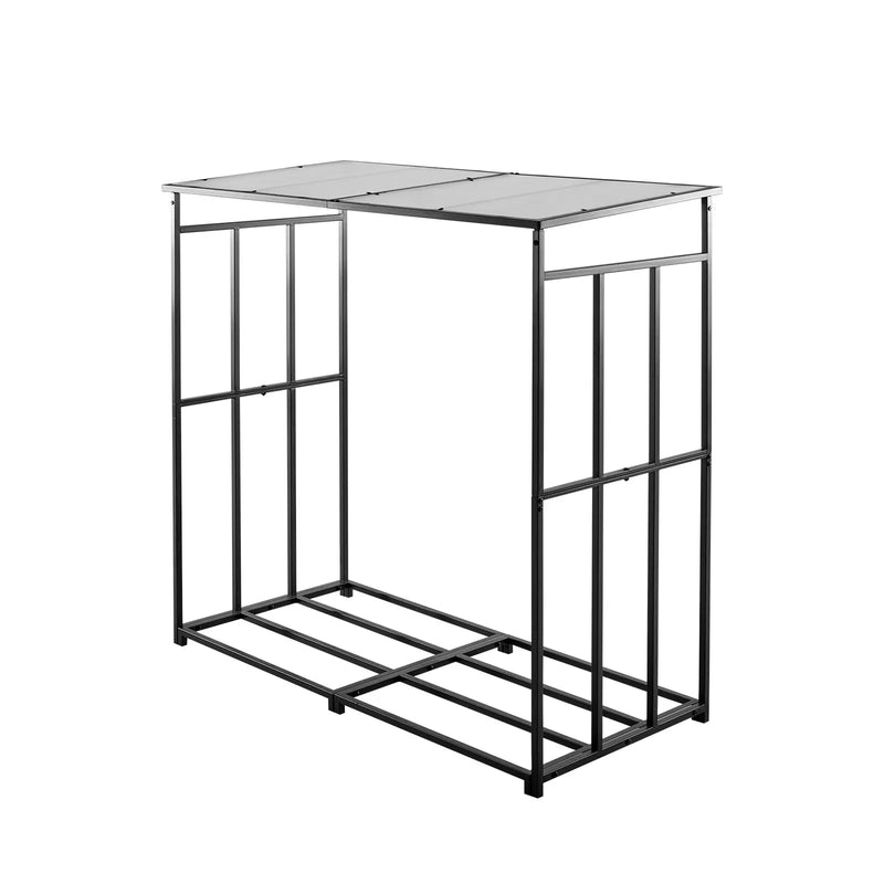 VEVOR malkas statīvs ar slīpu jumtu, 143 cm āra malkas turētājs, 1/4 korda malkas glabāšanas nojume, kravnesība līdz 299 kg, pulverkrāsots metāla statīvs kamīnam, terasei, pagalmam un dārzam