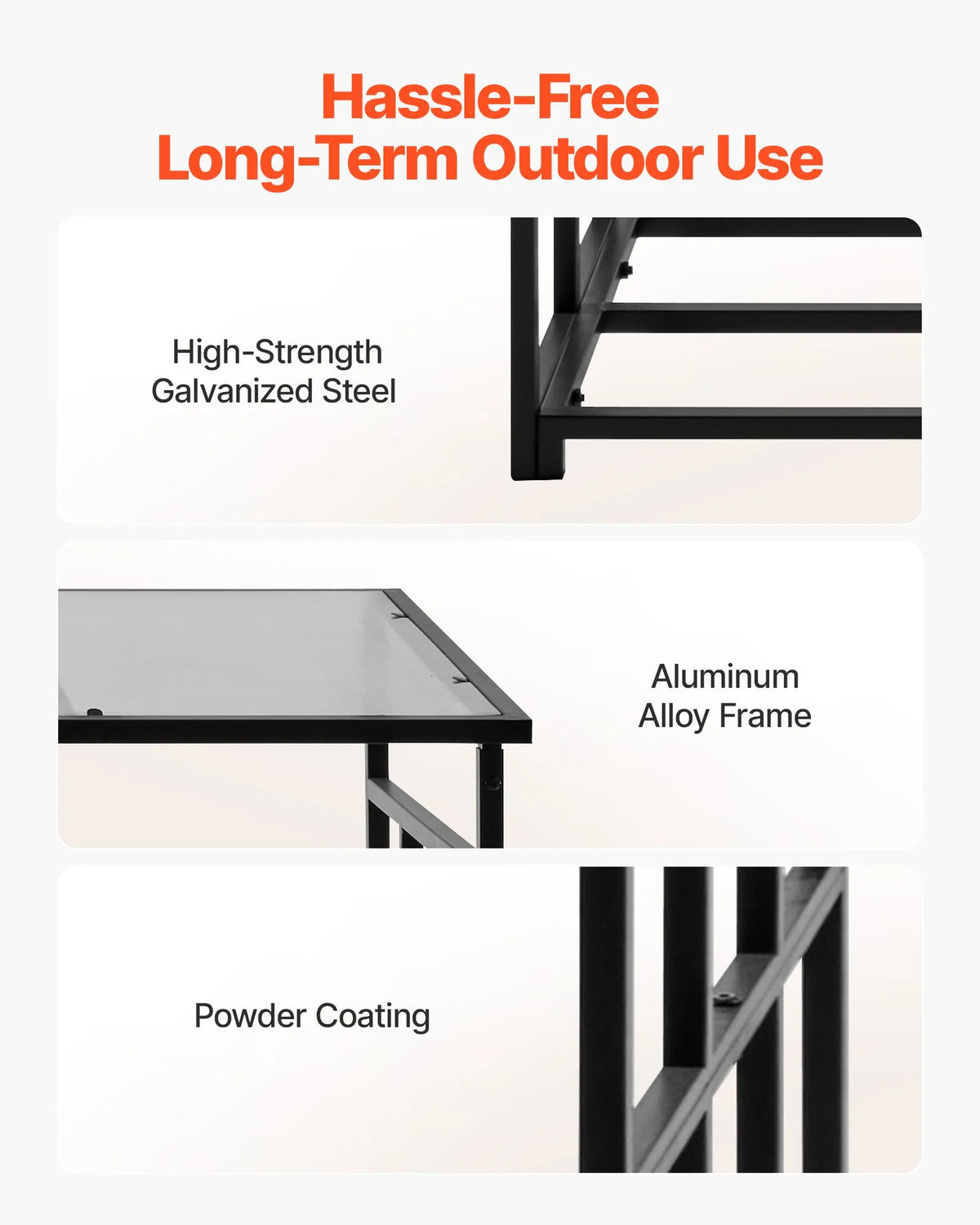 VEVOR Firewood Rack with Sloped Roof, 143 cm Outdoor Firewood Storage Shed, 1/4 Cord Wood Storage Canopy, 299 kg Weight Capacity, Powder-Coated Metal Stand for Fireplace, Terrace, Patio and Garden