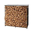 VEVOR āra malkas statīvs ar slīpu jumtu, garums 1,85 m, malkas uzglabāšanas ietilpība ~0,9 m³, maksimālā slodze 299 kg, pulverkrāsots metāla statīvs kamīnam, terasei, pagalmam un dārzam